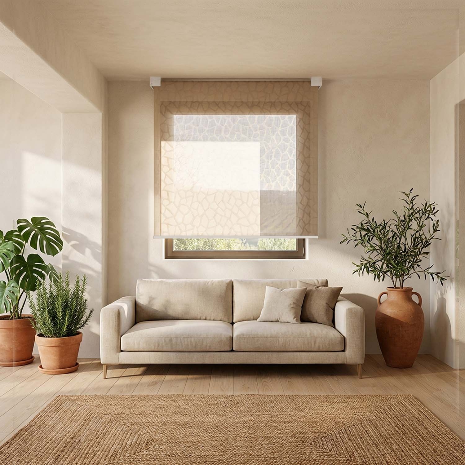 Recta: svislá roleta s geometrickou designovou hliníkovou deskou