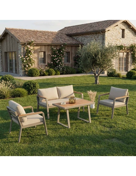 Parma: Venkovní lounge set z hliníku a dřeva Iroko