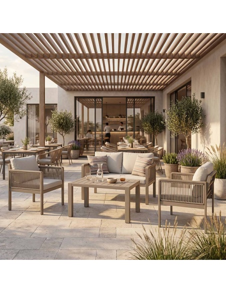 Genova: ručně vyráběný zahradní set s pleteným lanem