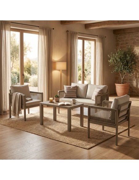 Genova: ručně vyráběný zahradní set s pleteným lanem