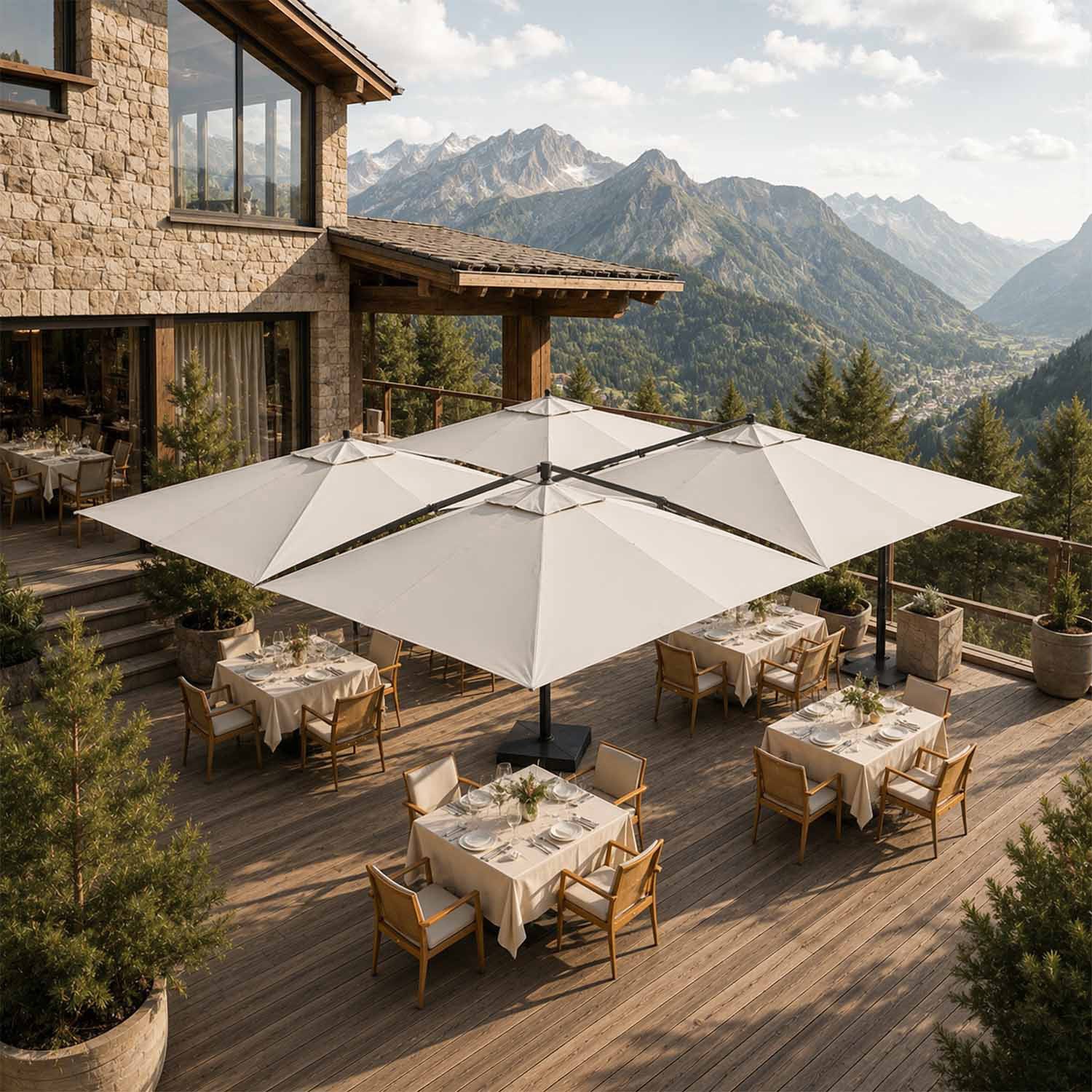 Cygnus Qadro: Slunečník Cantilever se Čtyřmi Plachtami 6×6 m 2