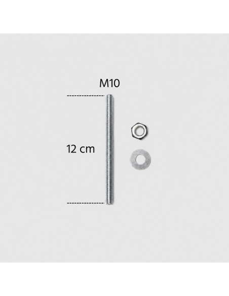 Sada 4 závitových tyčí z pozinkované oceli M10 o délce 12 cm