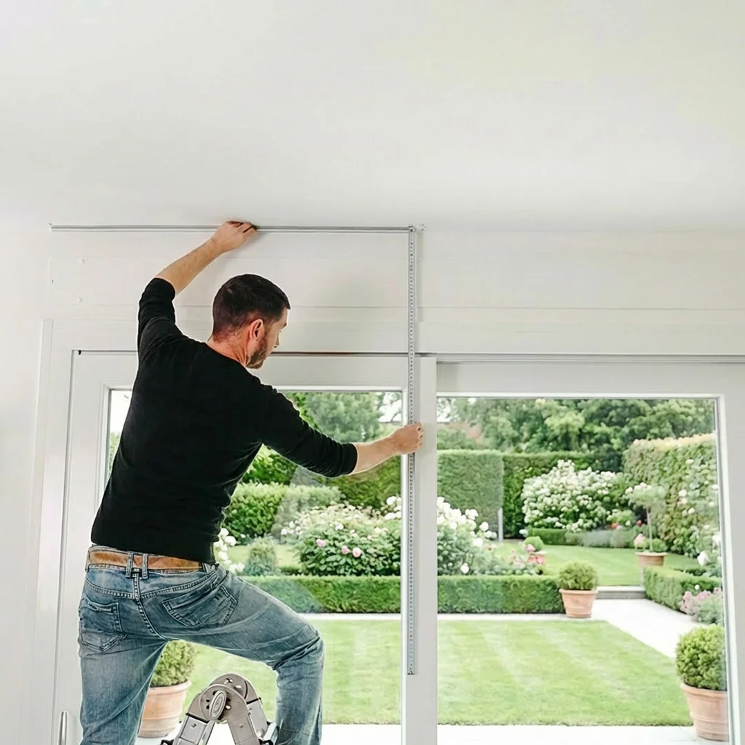 Schéma výšky rolovacího stínění – od místa uchycení k parapetu nebo podlaze